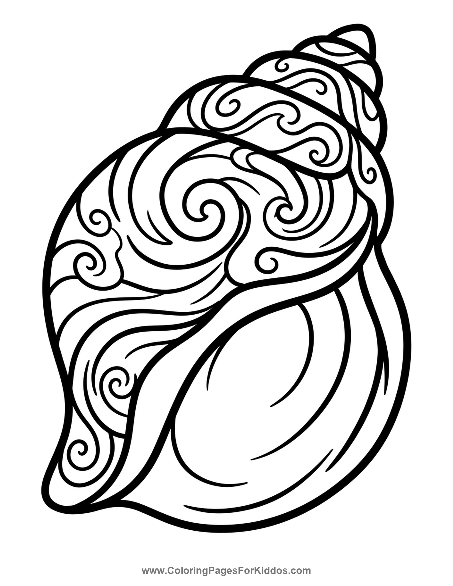 A Swirly Spiral Seashell coloring page