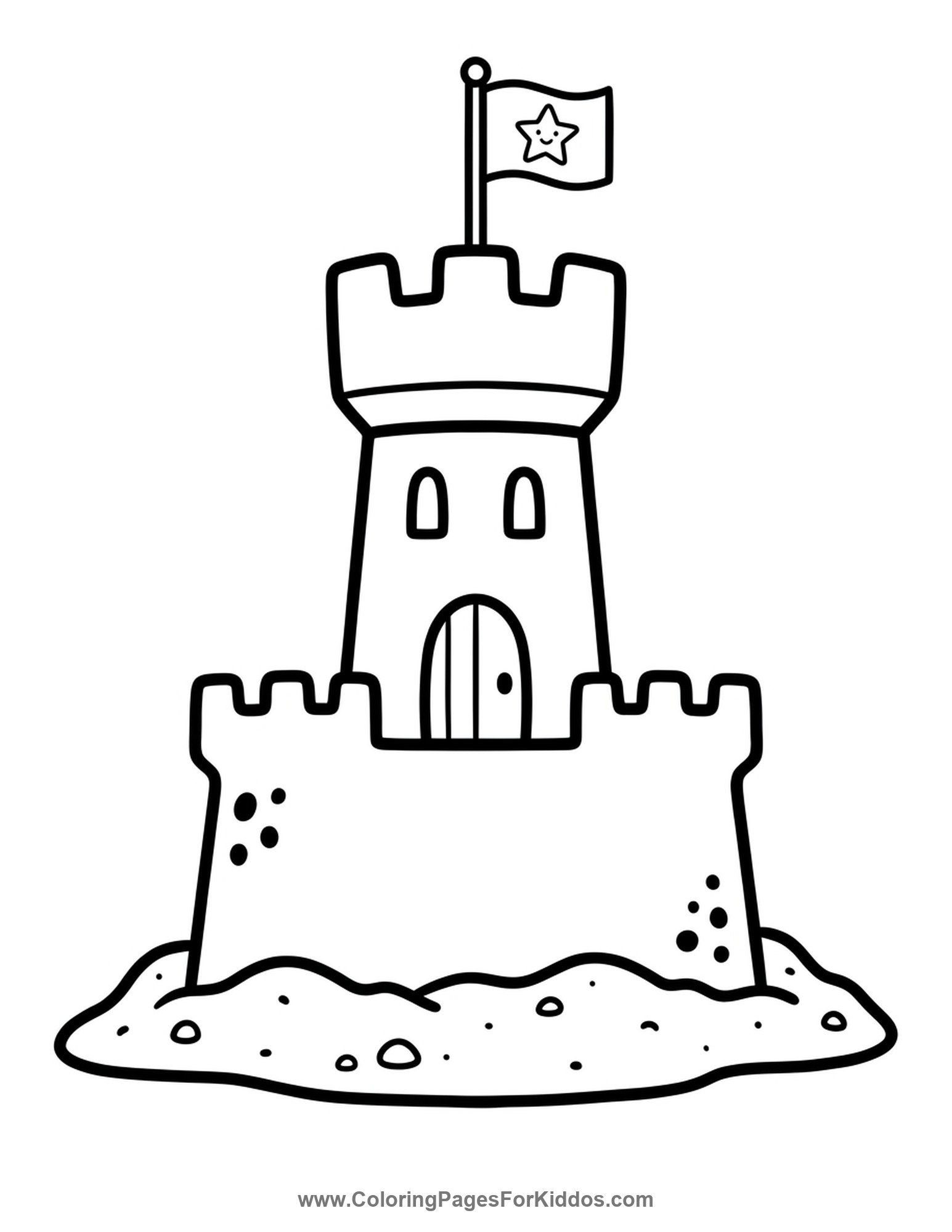 A Tall Waving Sandcastle coloring page