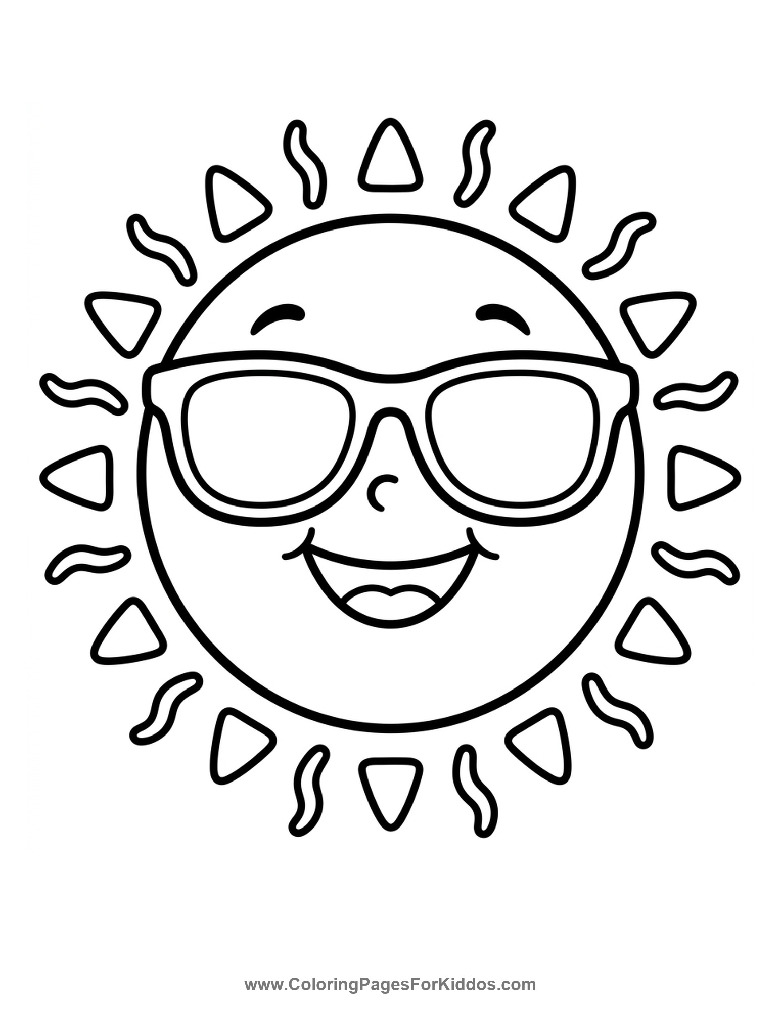 The Sun Wearing Sunglasses coloring page