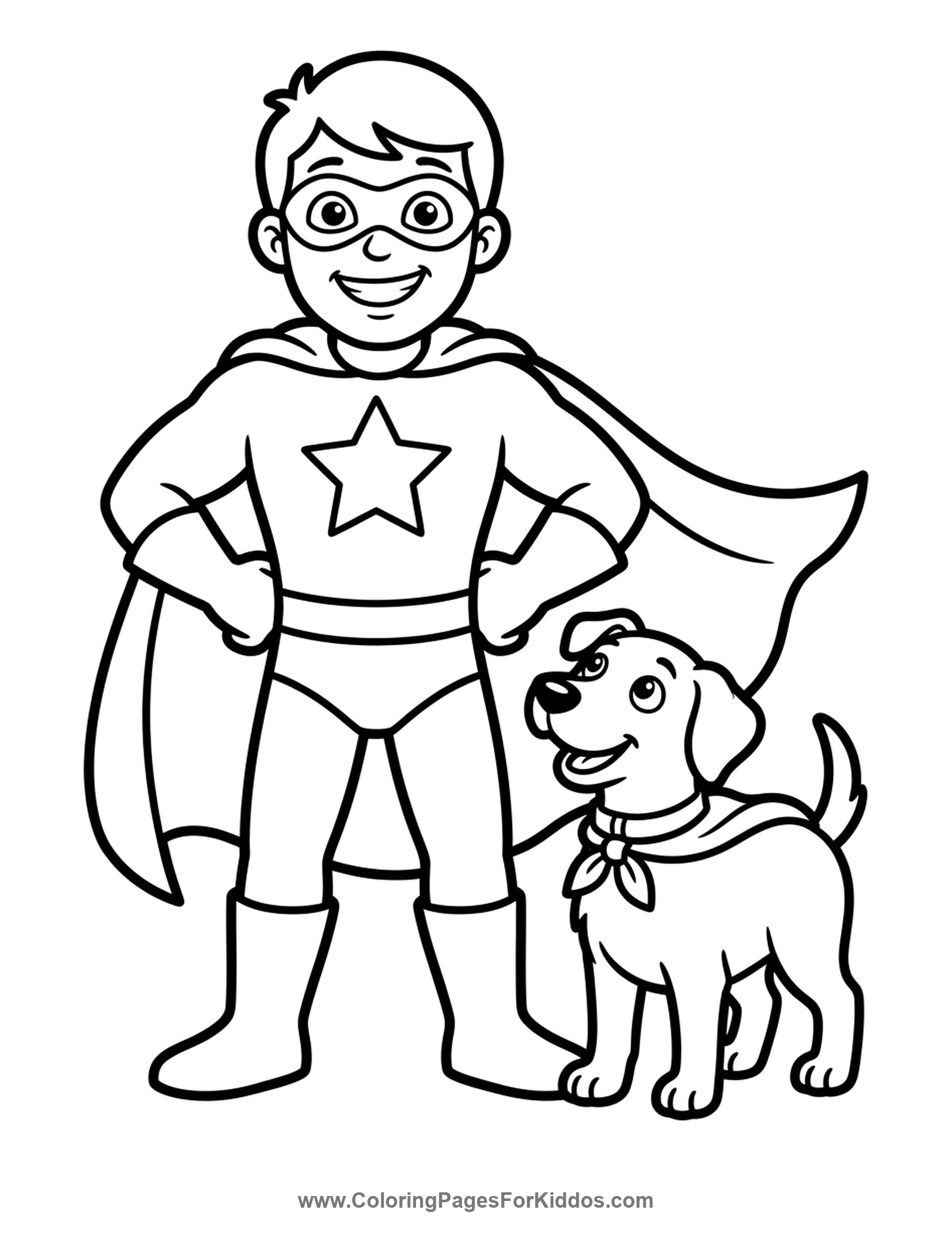 Hero With A Super Pet coloring page