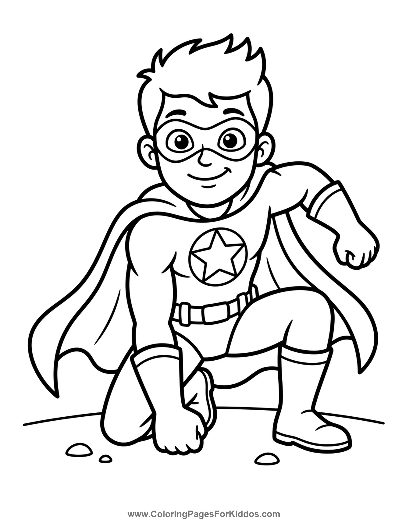 Superhero Landing Power Pose coloring page