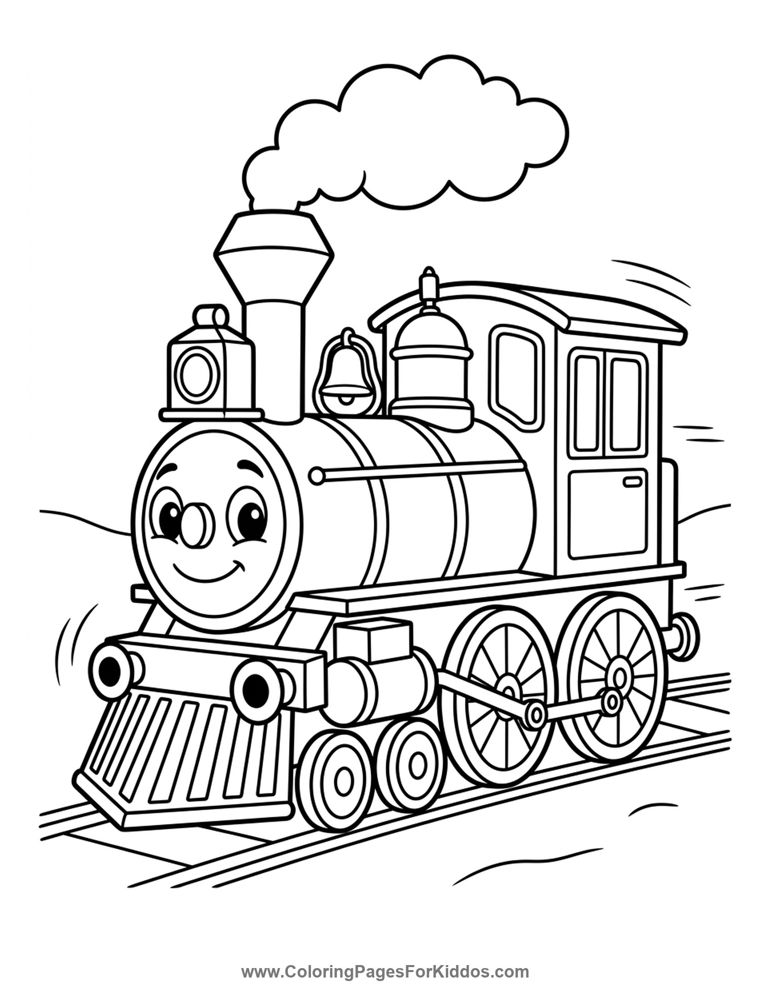 Chugging Steam Engine Train coloring page