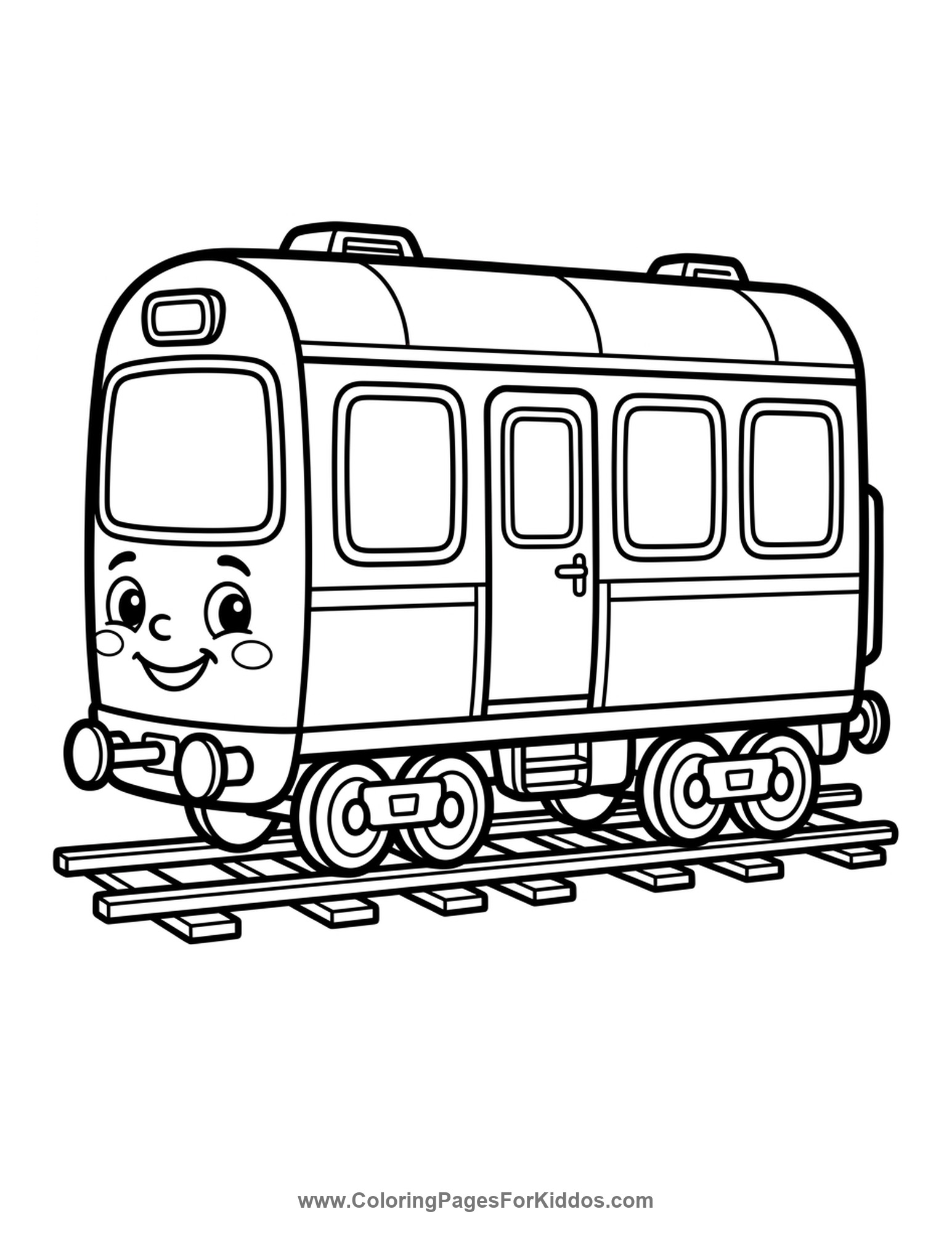 Happy Passenger Train Car coloring page