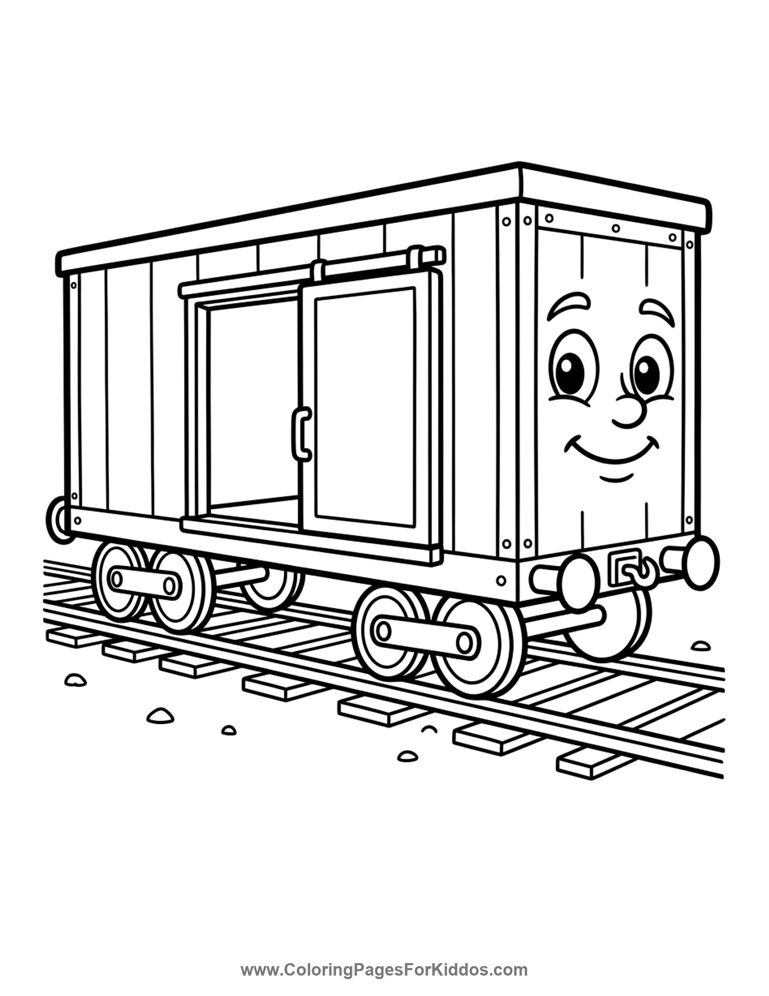 Helpful Freight Boxcar Train coloring page
