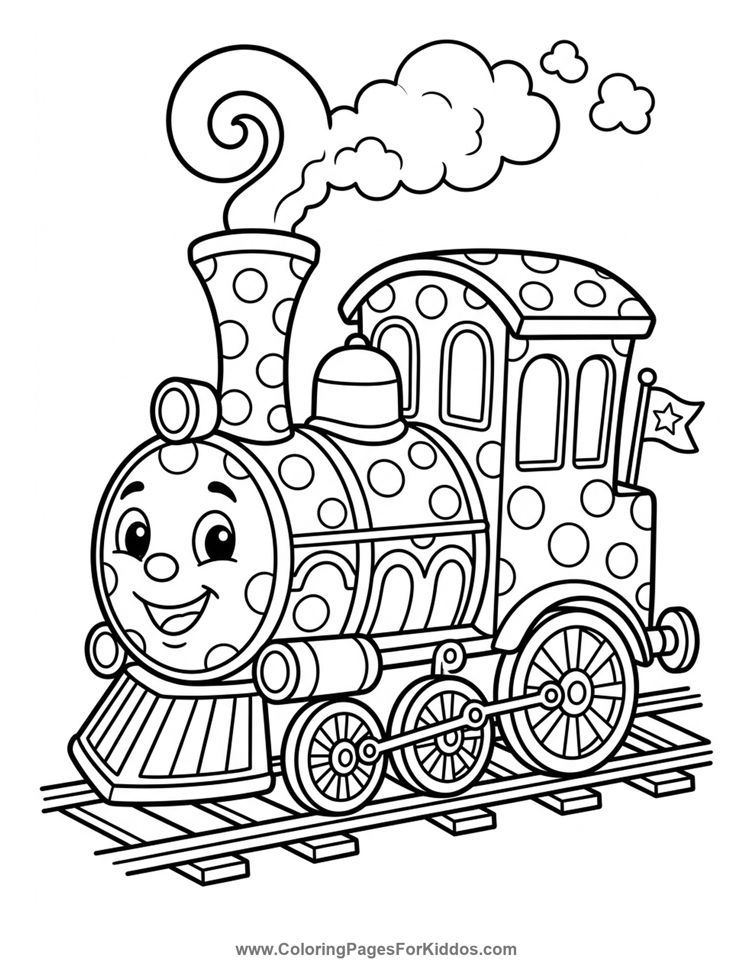 Silly Circus Train Engine coloring page