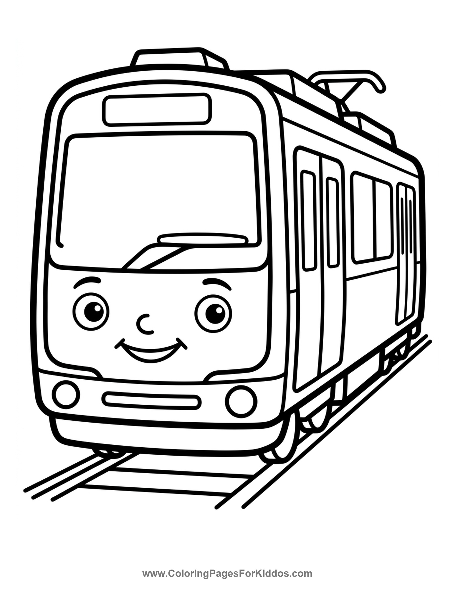 Smiling Subway Car Train coloring page