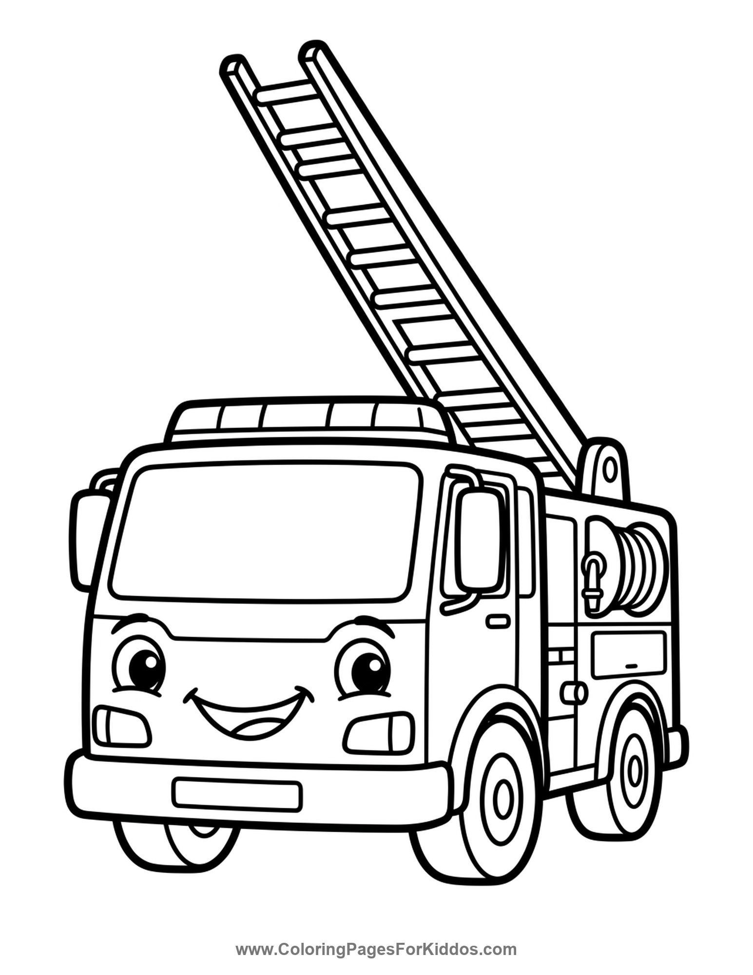 Fire Truck's Tall Ladder coloring page