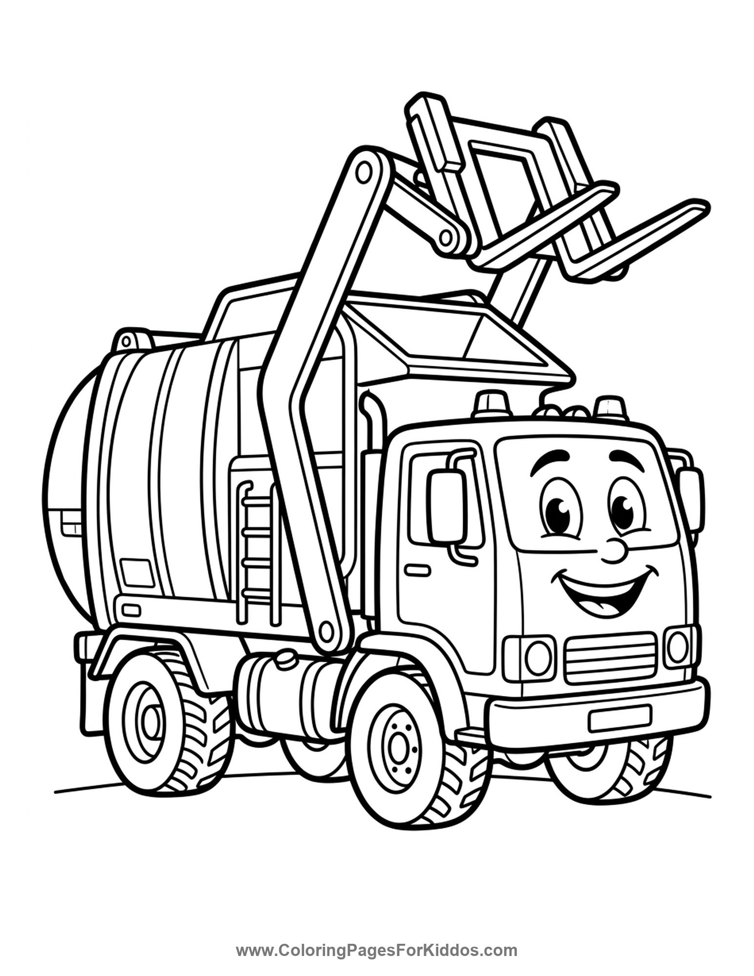 Friendly Neighborhood Garbage Truck coloring page