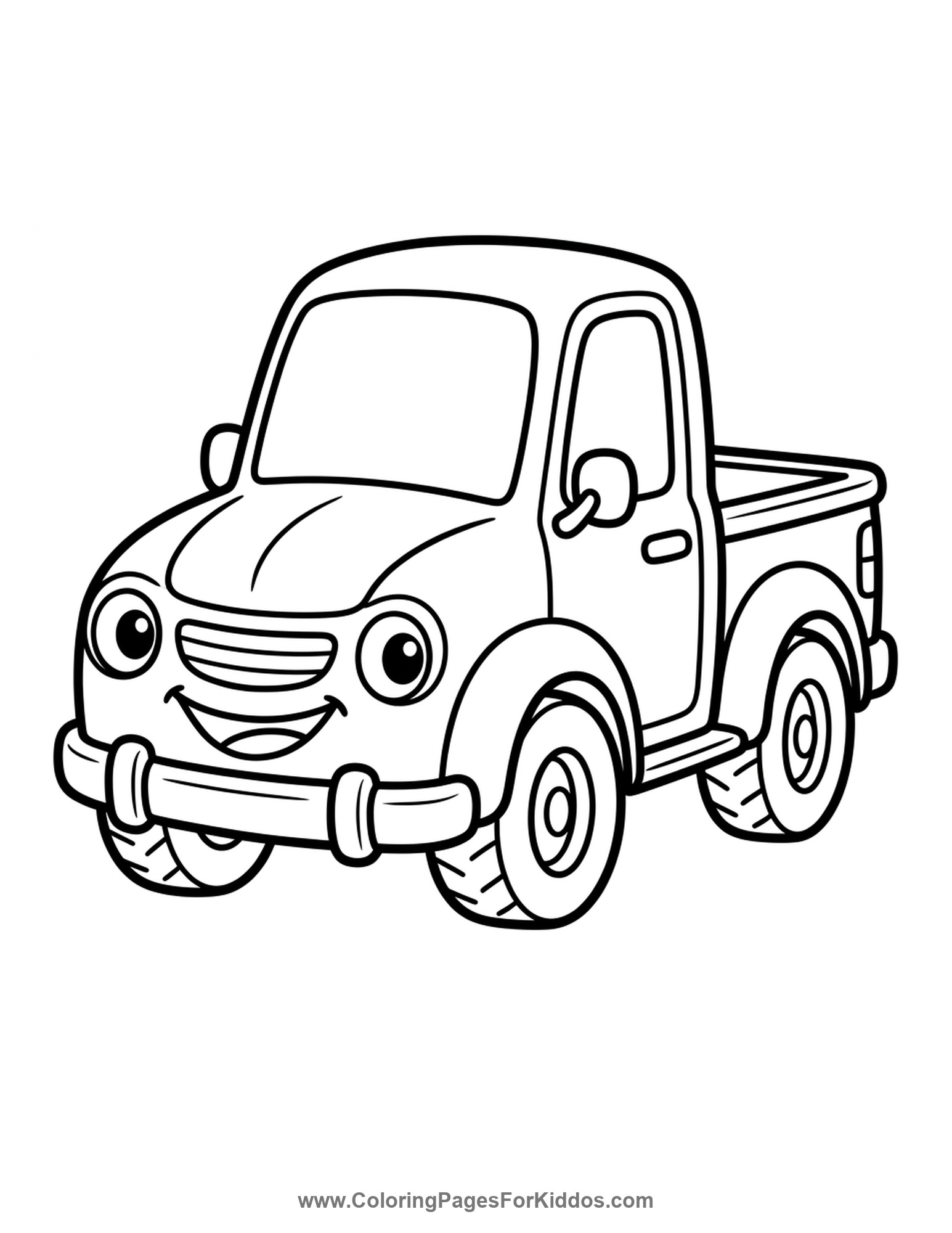 Happy Little Pickup Truck coloring page