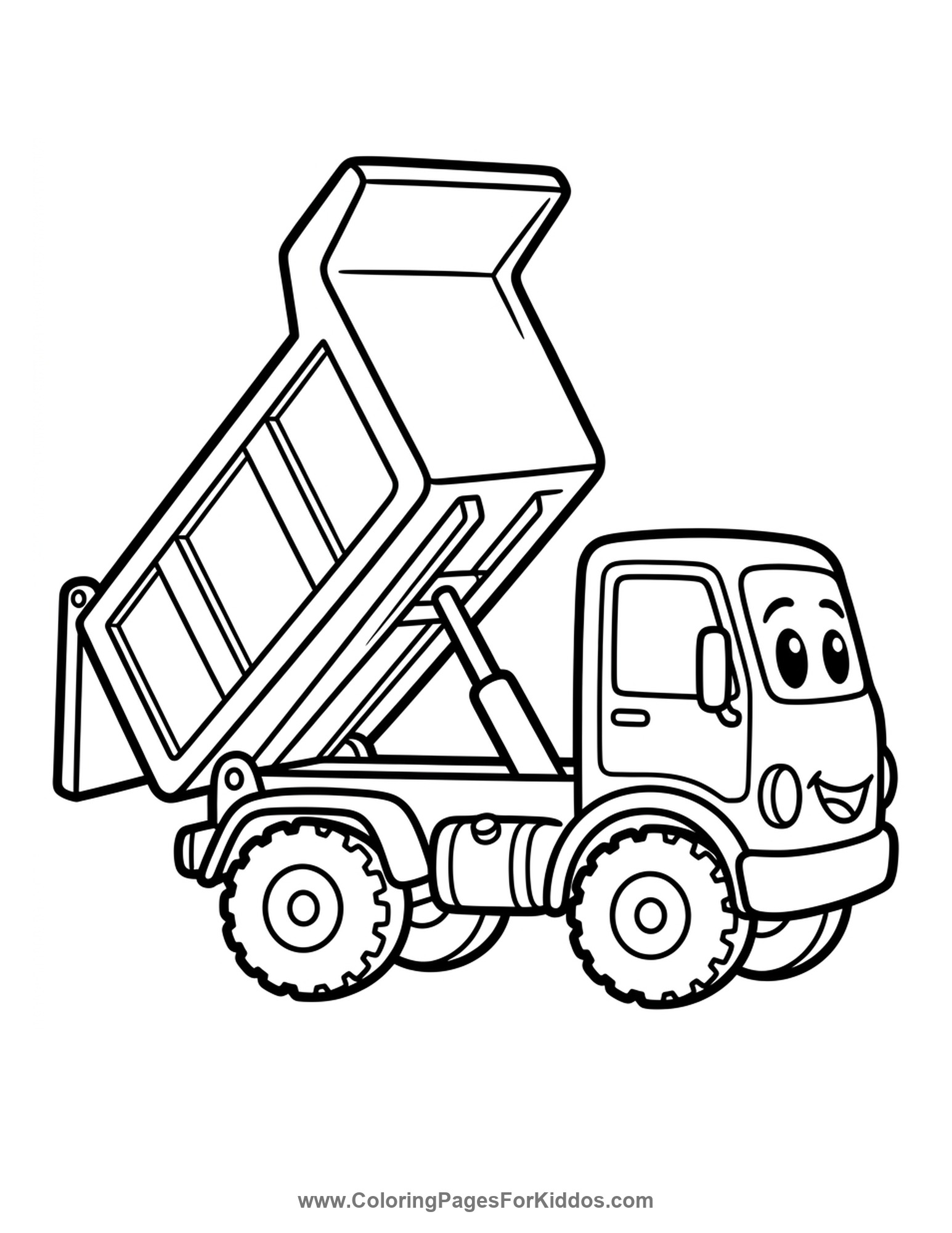 Happy Tipping Dump Truck coloring page