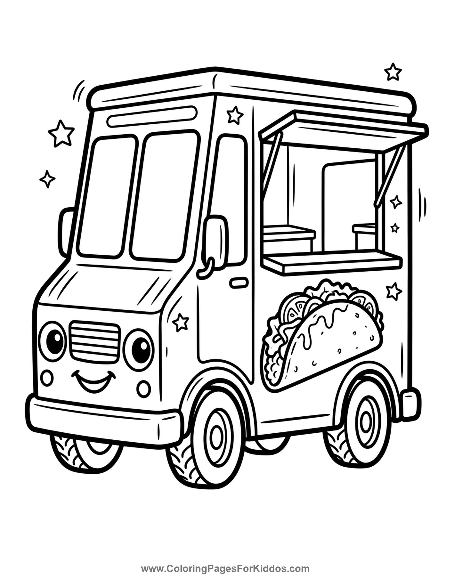 Smiling Taco Food Truck coloring page
