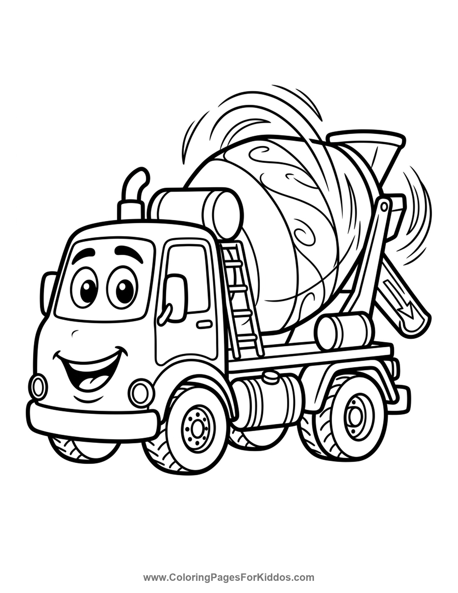 Spinning Cement Mixer Truck coloring page