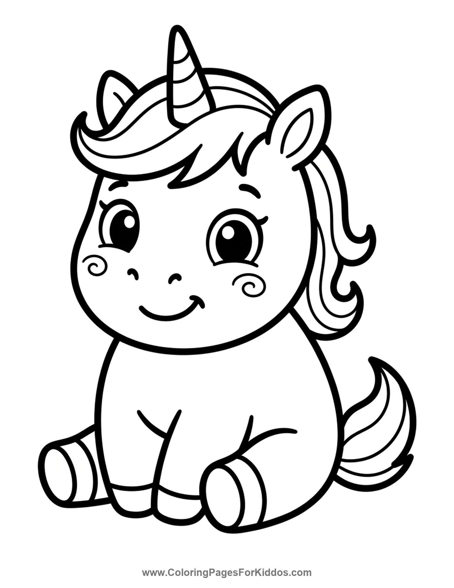 Adorable Baby Unicorn coloring page