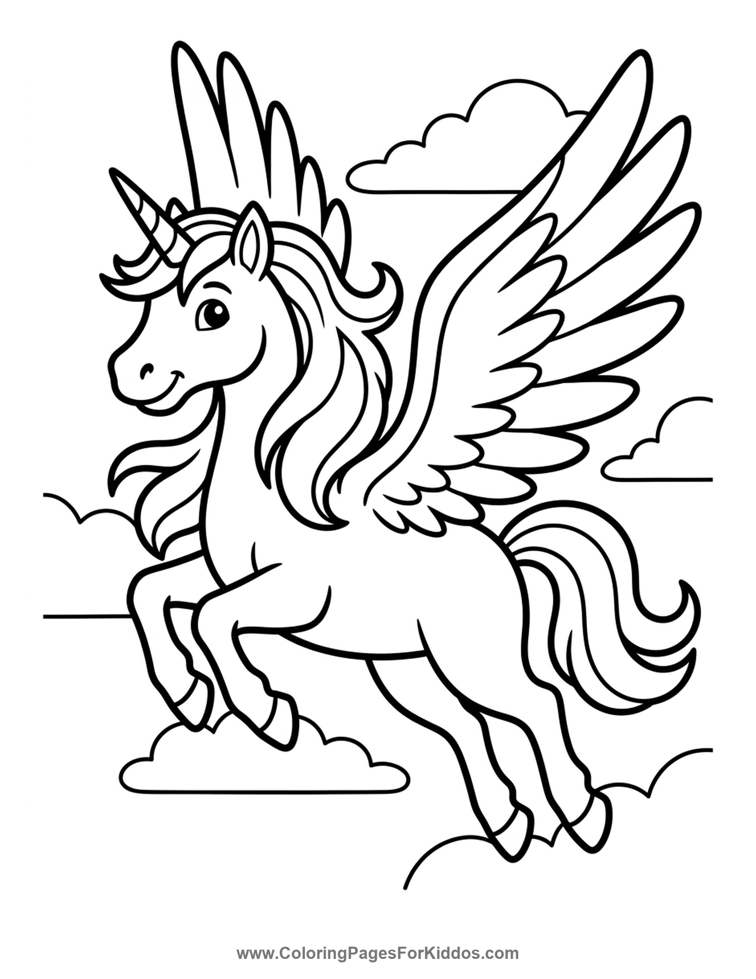 Flying Winged Unicorn coloring page