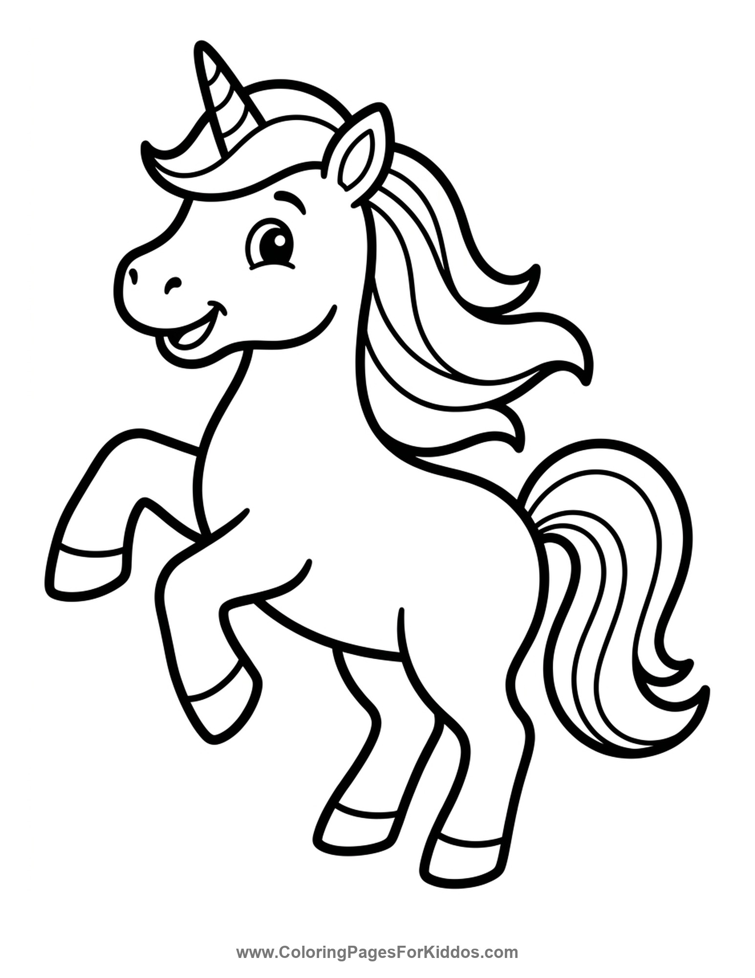 Happy Prancing Unicorn coloring page