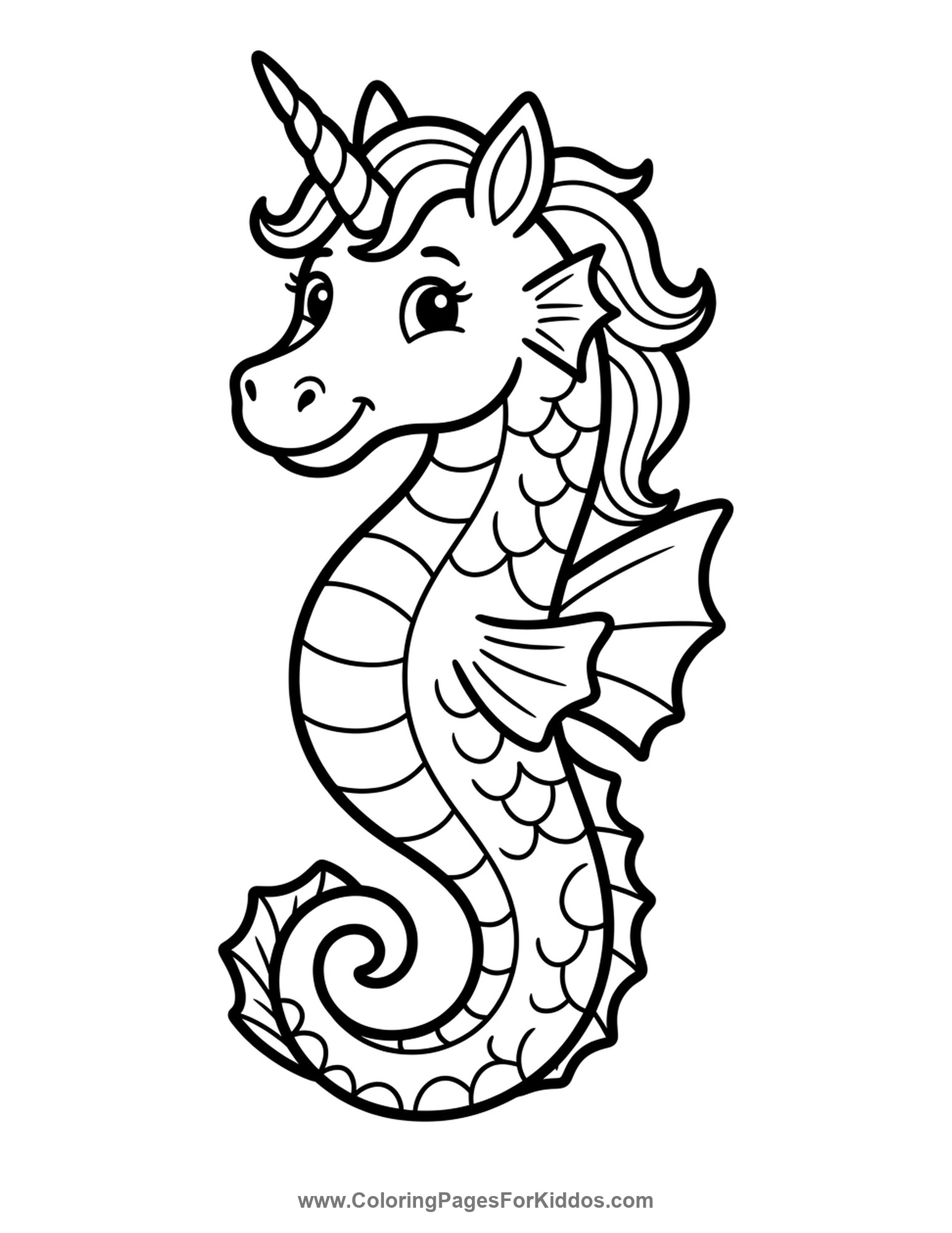 Magical Sea Unicorn coloring page