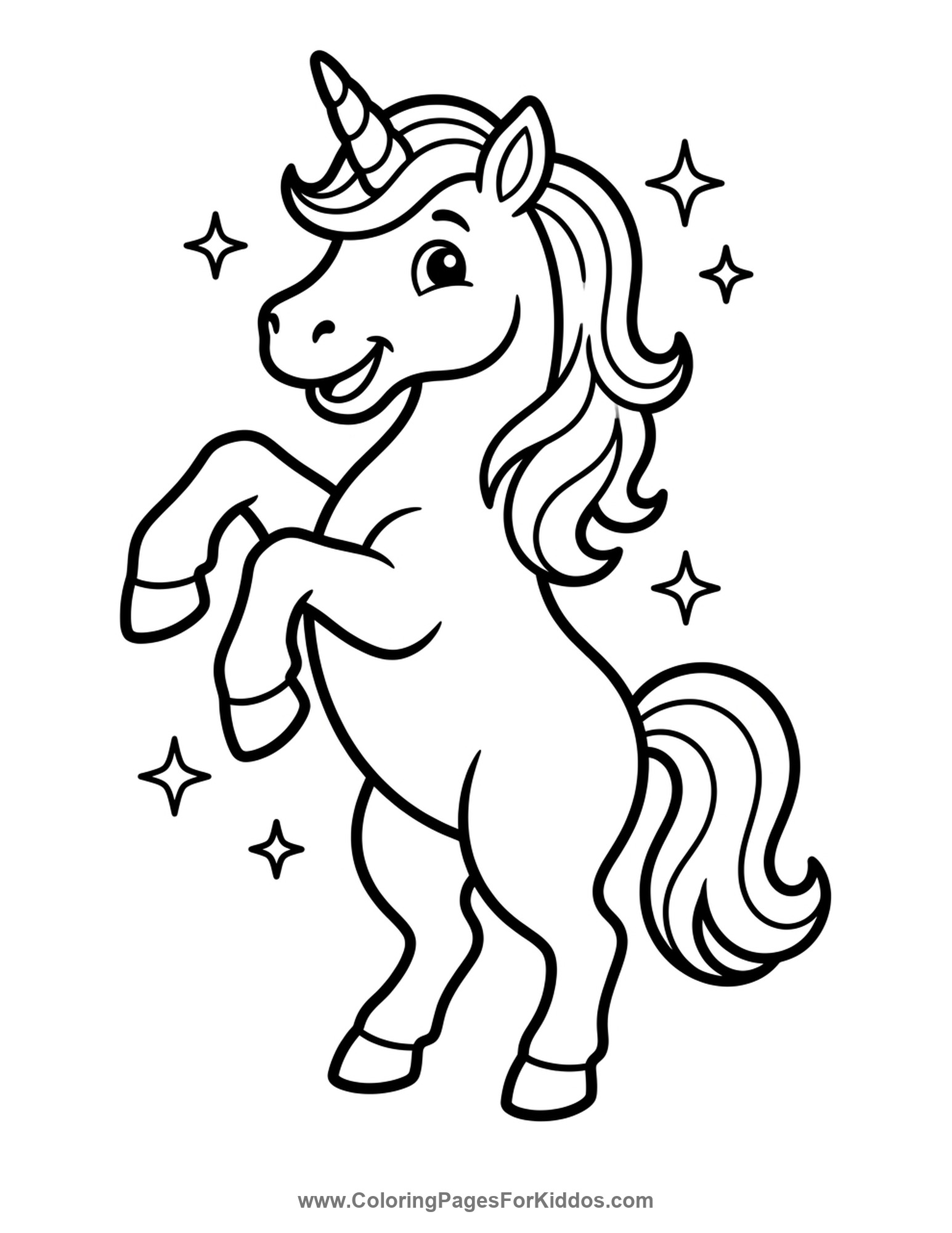Majestic Rearing Unicorn coloring page