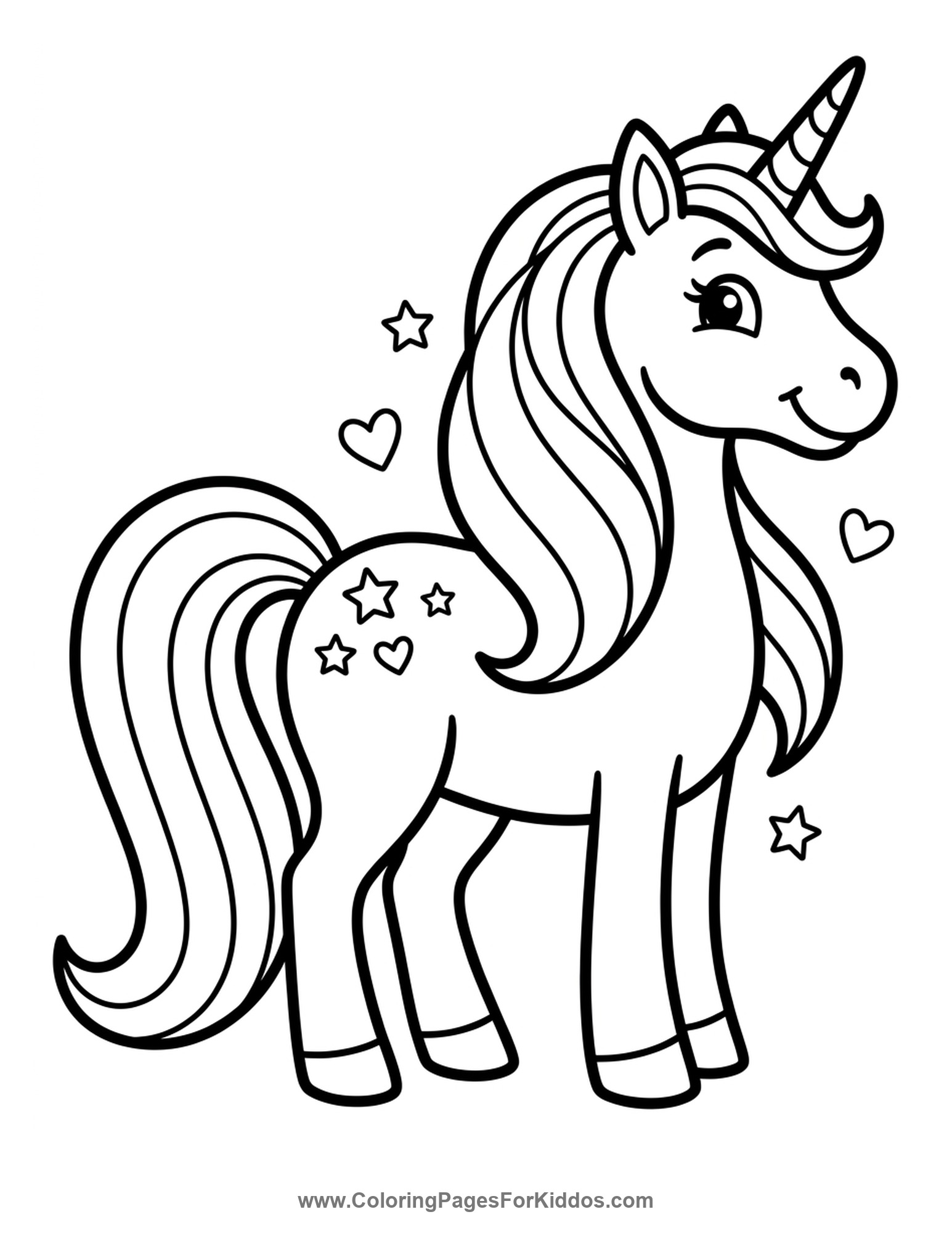 Rainbow Mane Unicorn coloring page