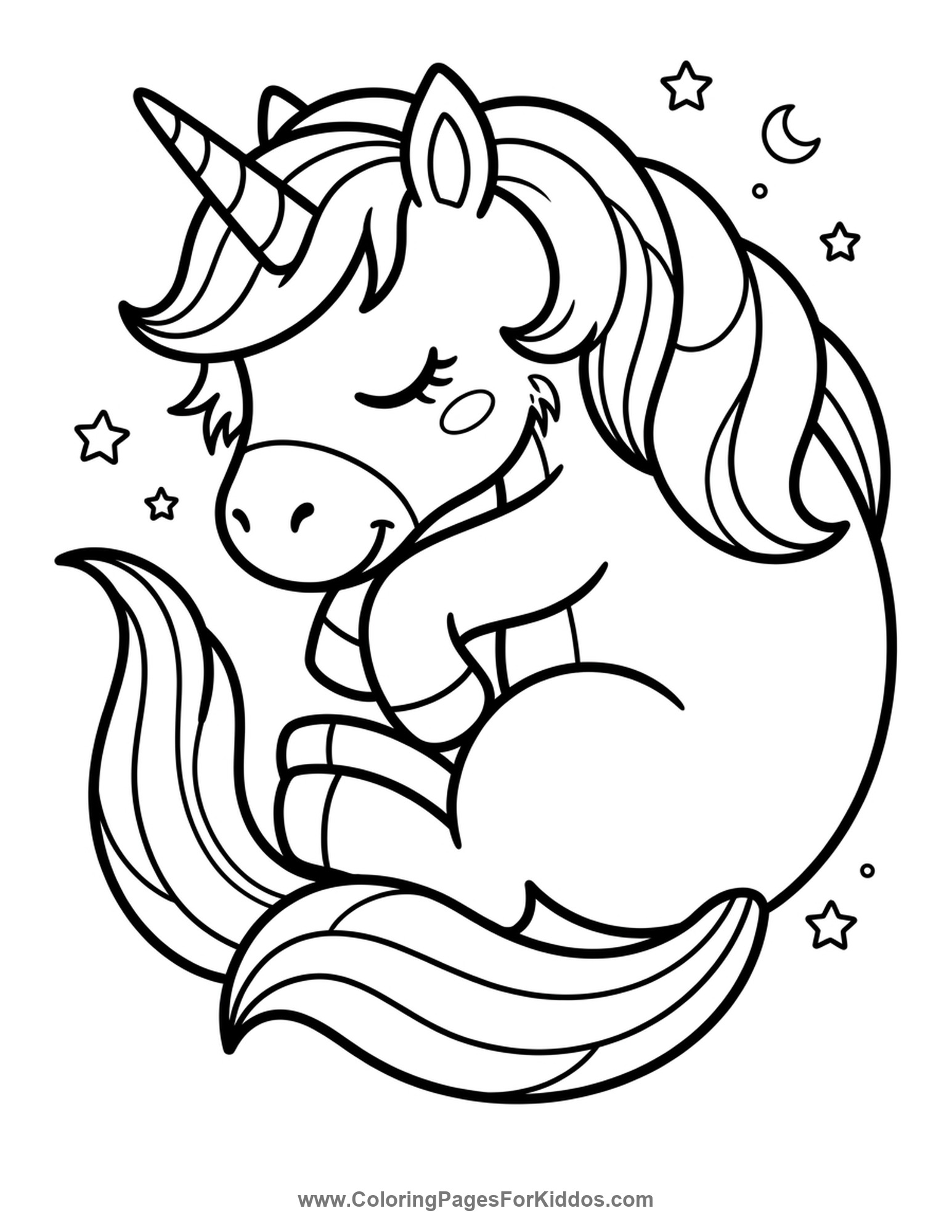 Sweetly Sleeping Unicorn coloring page