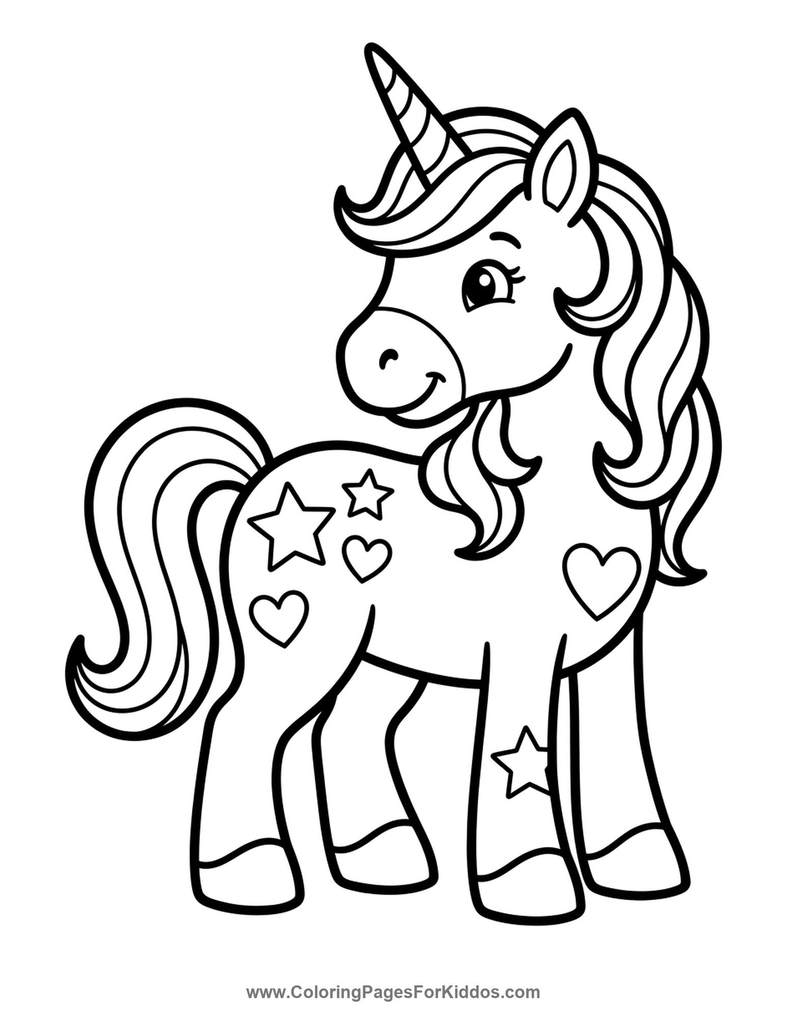 Unicorn Looking Back coloring page